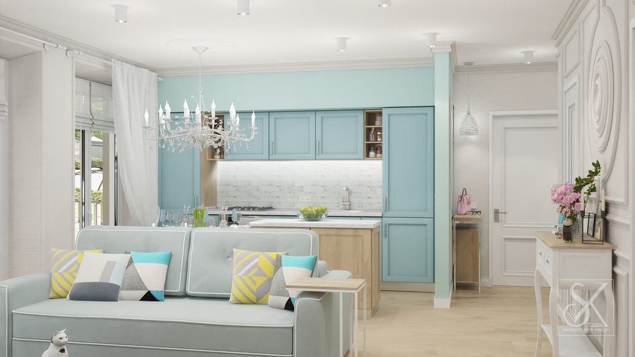 Kitchen-living room, view 1